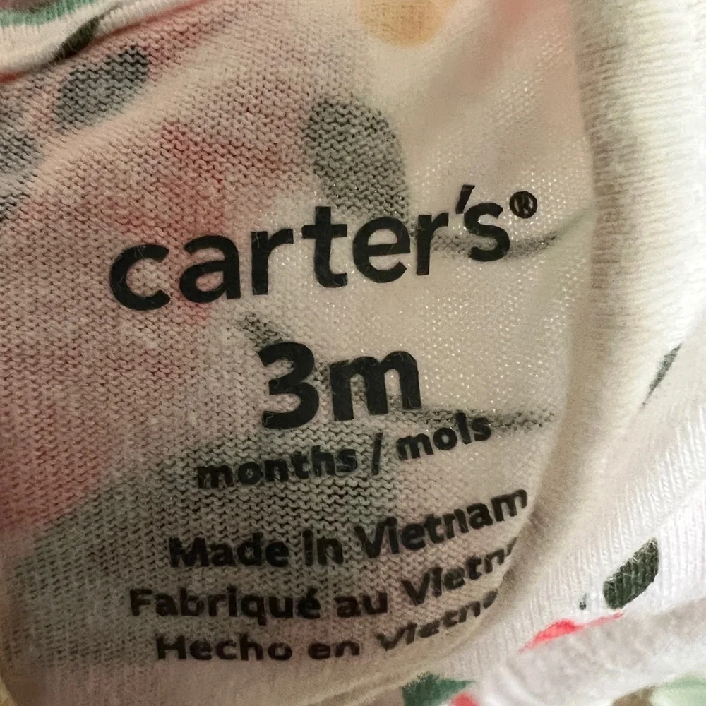 Carter’s 3M White, Pink and Yellow Floral Girls Dress with Snap Closure